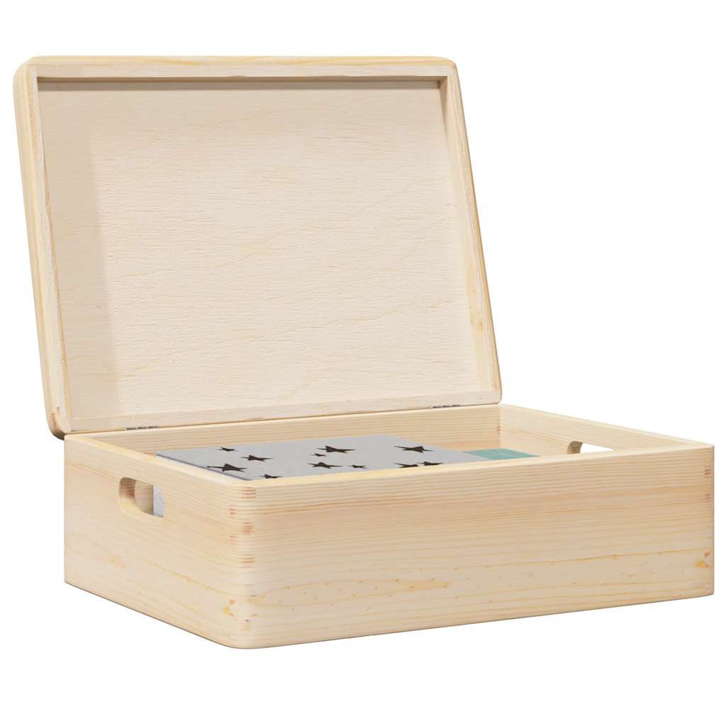 Vidaxl wooden box with lid handles 40x30x13cm solid pine