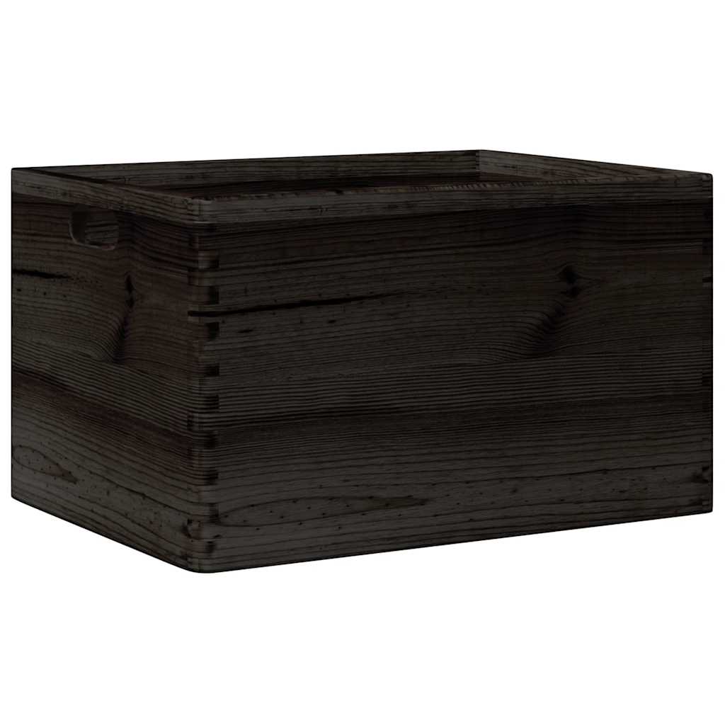 Vidaxl dřevěná krabice s úchyty 40x30x23 cm pevná borovice černá
