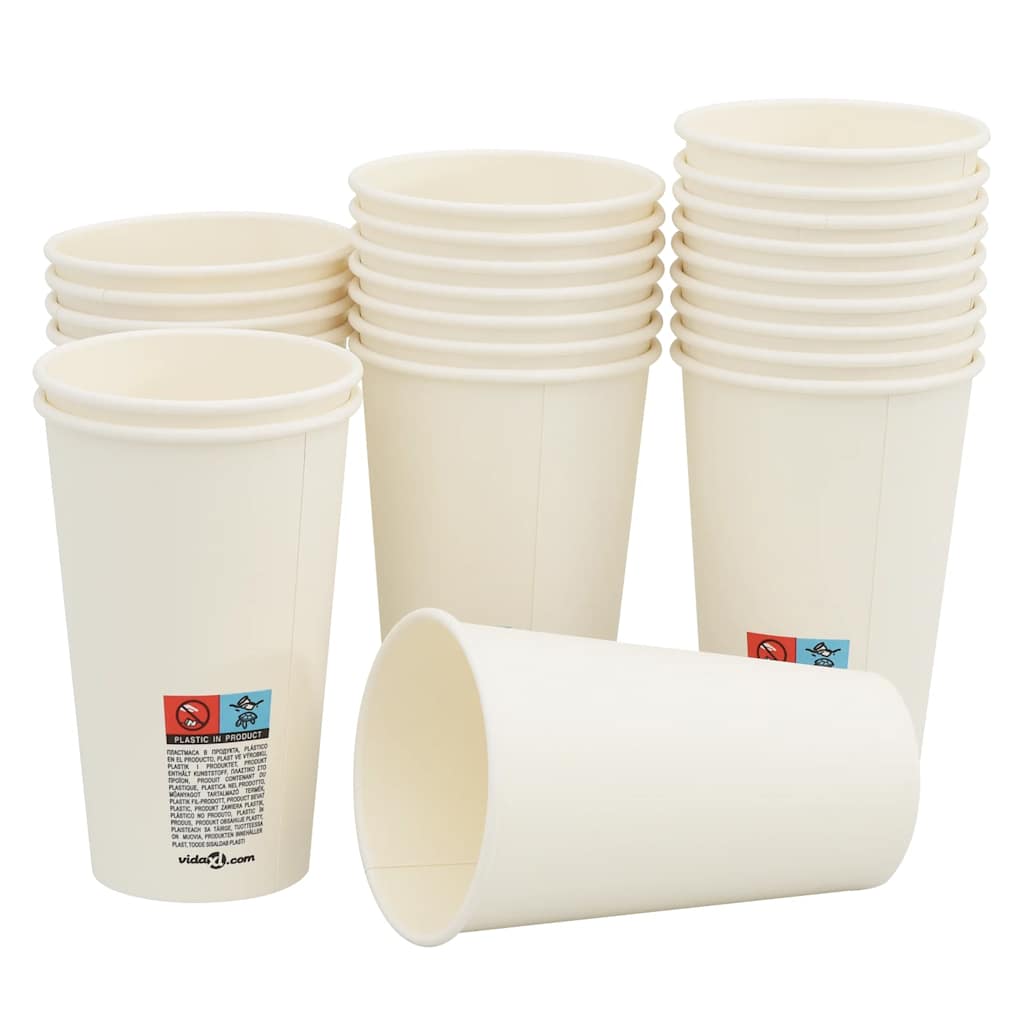 Vidaxl papirnate kavne skodelice 1000 st 16oz 400 ml bele