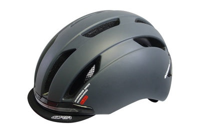 QTCYCHECTech QT Cycle Tech Helmet LED Inmold Urban Flux Mat D Gray 58-61 CM 2810389
