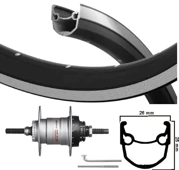 KGs Hinterrad 28 Zoll (622) Stratos Rim Schwarz Silber Shimano Bremsnabe