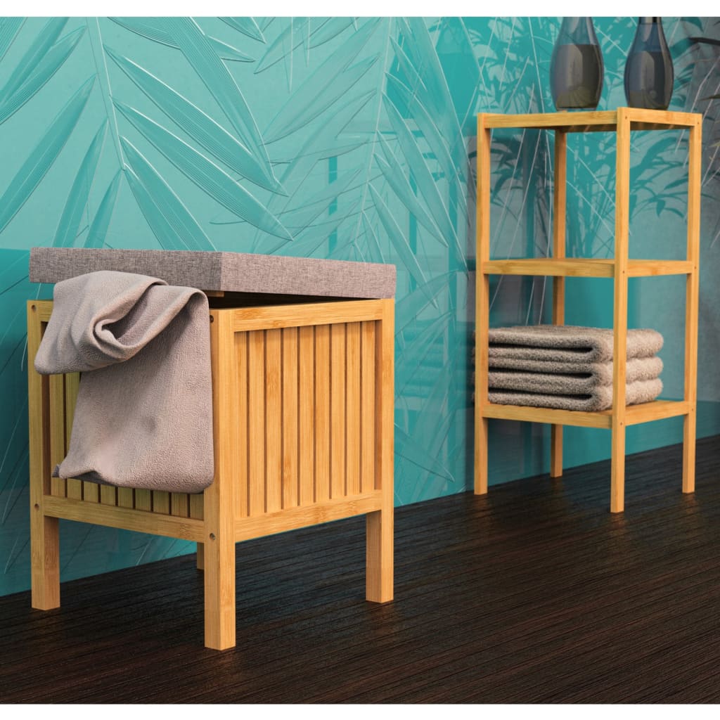 Eisl 2-in-1 laundry basket with seat cushion 39x39x52.5 cm bamboo