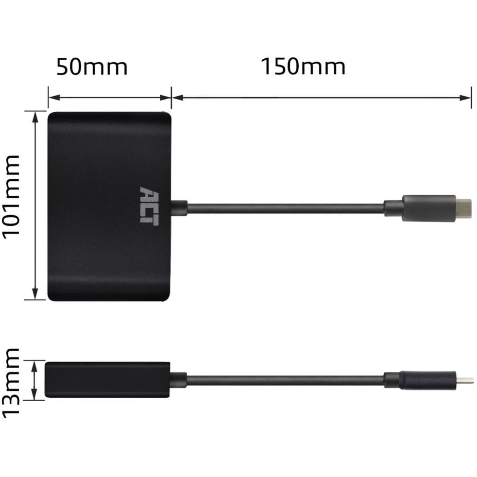ACT-Konnektivität USB-C zu HDMI oder VGA Multiport Adapter 4K mit ET