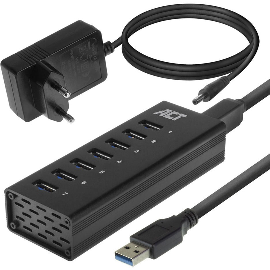 Act Connectivity USB Hub 7 Port with Stroomadapter