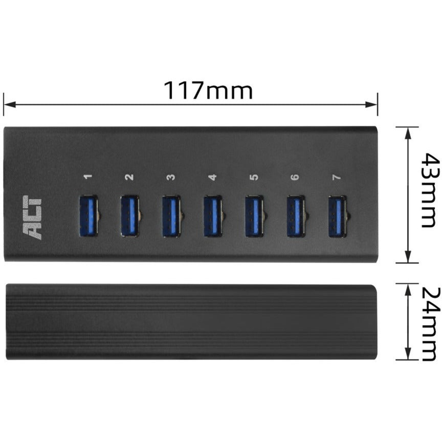 Act Connectivity USB Hub 7 Port with Stroomadapter