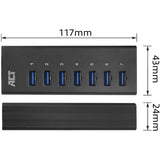 Act Connectivity USB Hub 7 Port with Stroomadapter