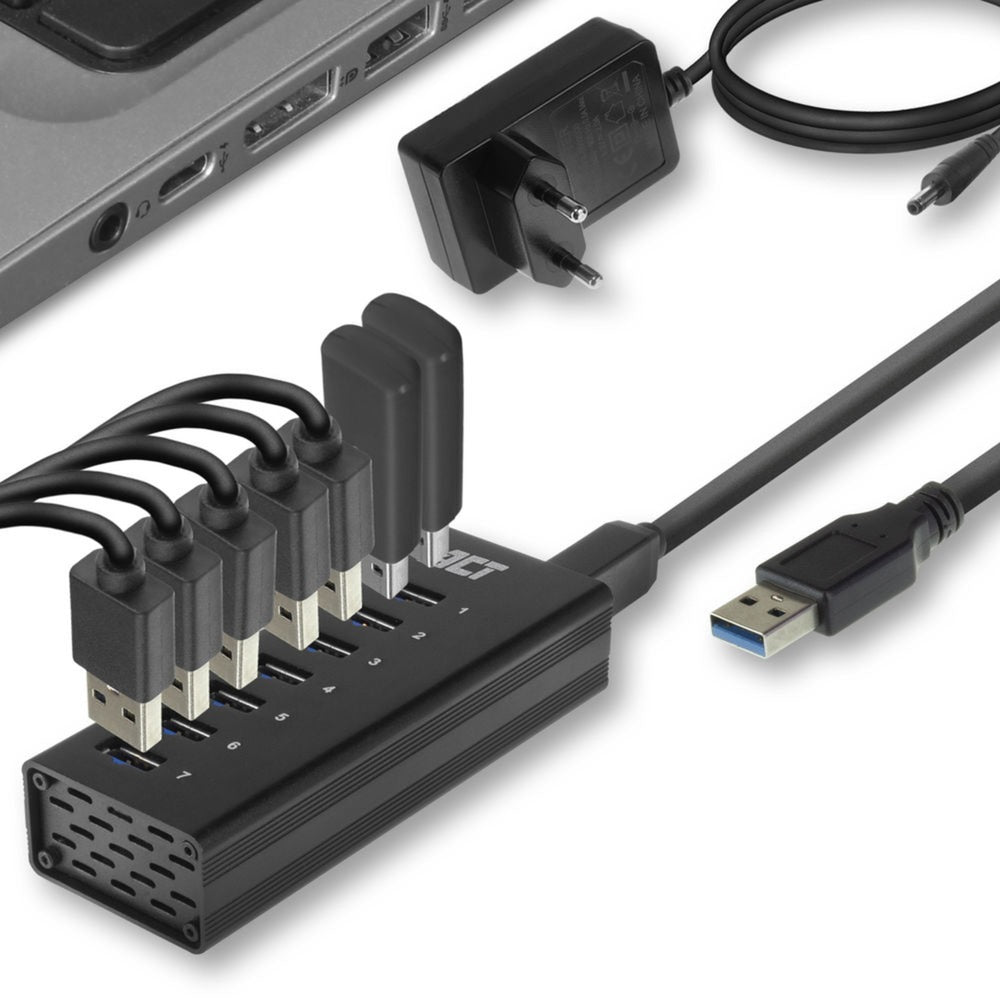 Act Connectivity USB Hub 7 Port with Stroomadapter