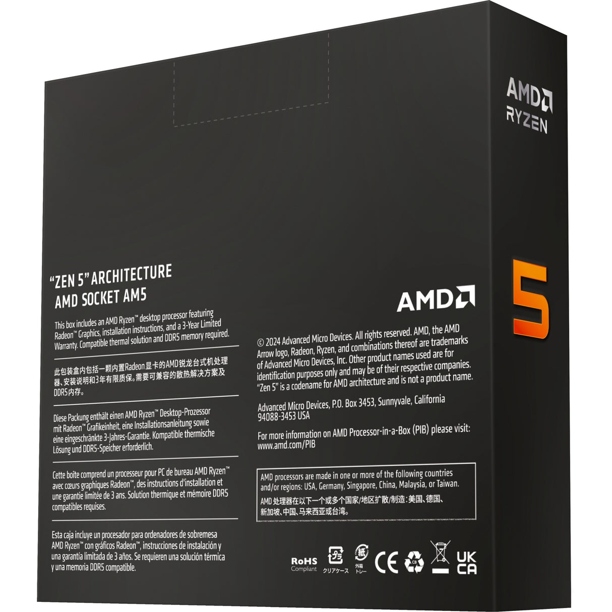 AMD Ryzen 5 9600X, 3,9 GHz (5,4 -GHz -Turbo -Boost)