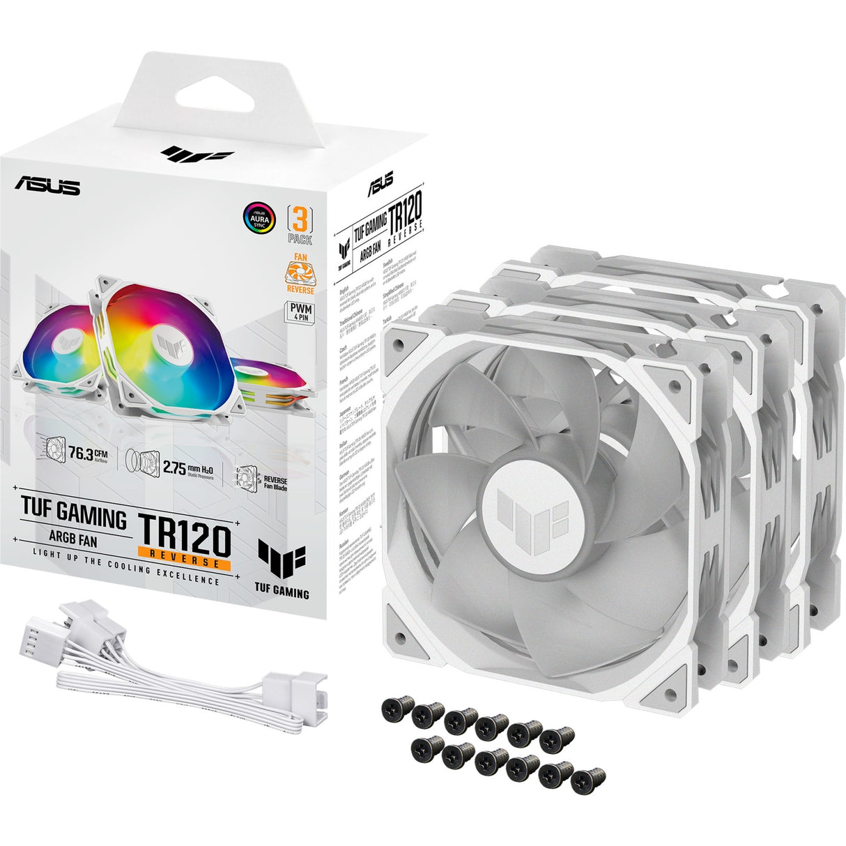 Asus TUF Gaming TR120 Argb Reverse Fan Pack, 3 kusy