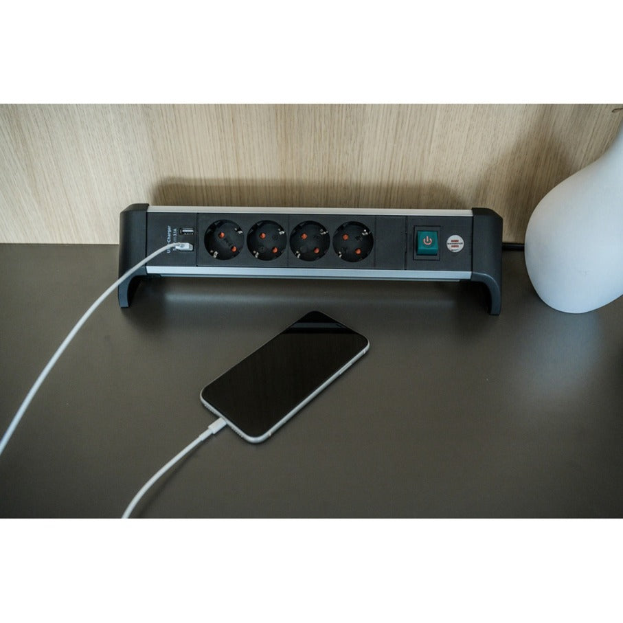 Brenenstuhl alu-Office-Linn Socket mat USB Luede Funktioun 4--