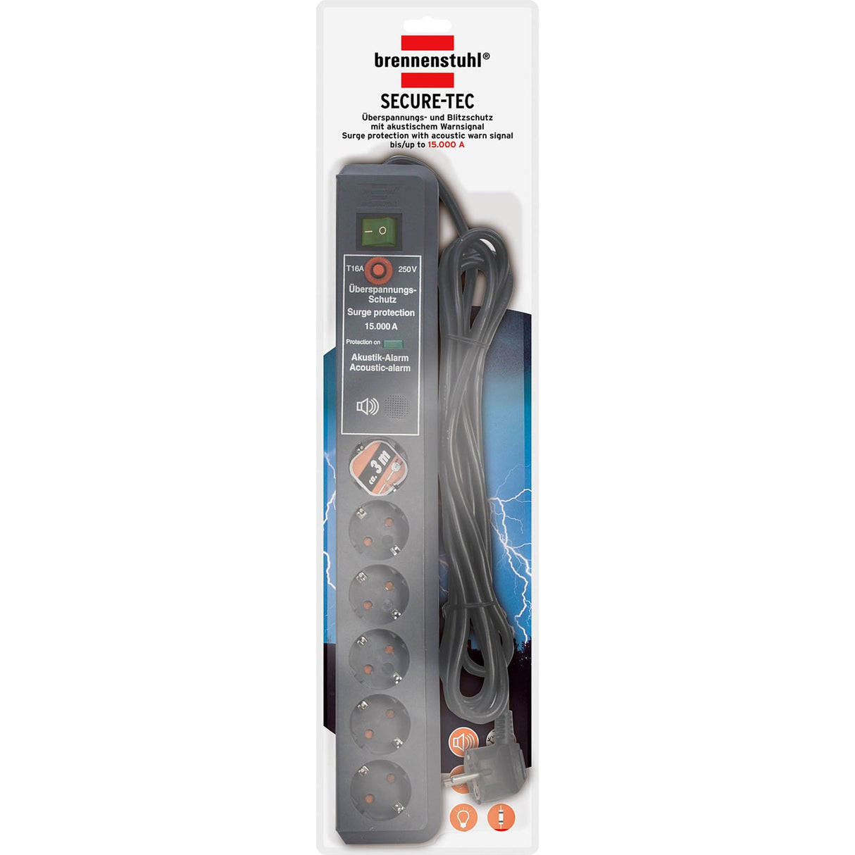Brennenstuhl Secure-Tec 19500a +overspændingsbeskyttelse 6x