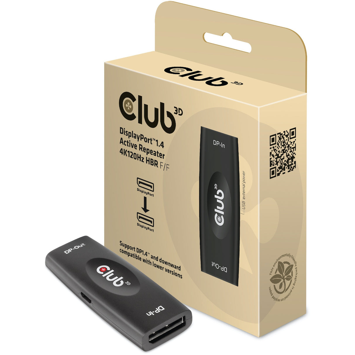 Club 3D DisplayPort 1.4 Active Repeater 4K120Hz HBR3 F F F F