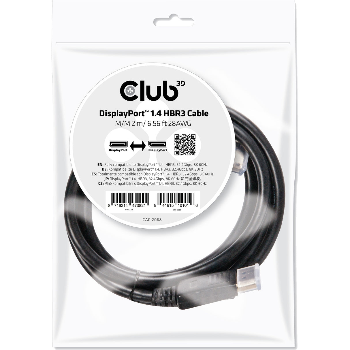 Club 3D DisplayPort 1.4 DisplayPort 1.4 männlich-männlich