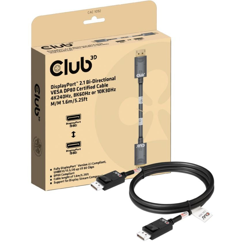 Club 3D Displayport 2.1 Dwukierunkowy certyfikat VESA DP80