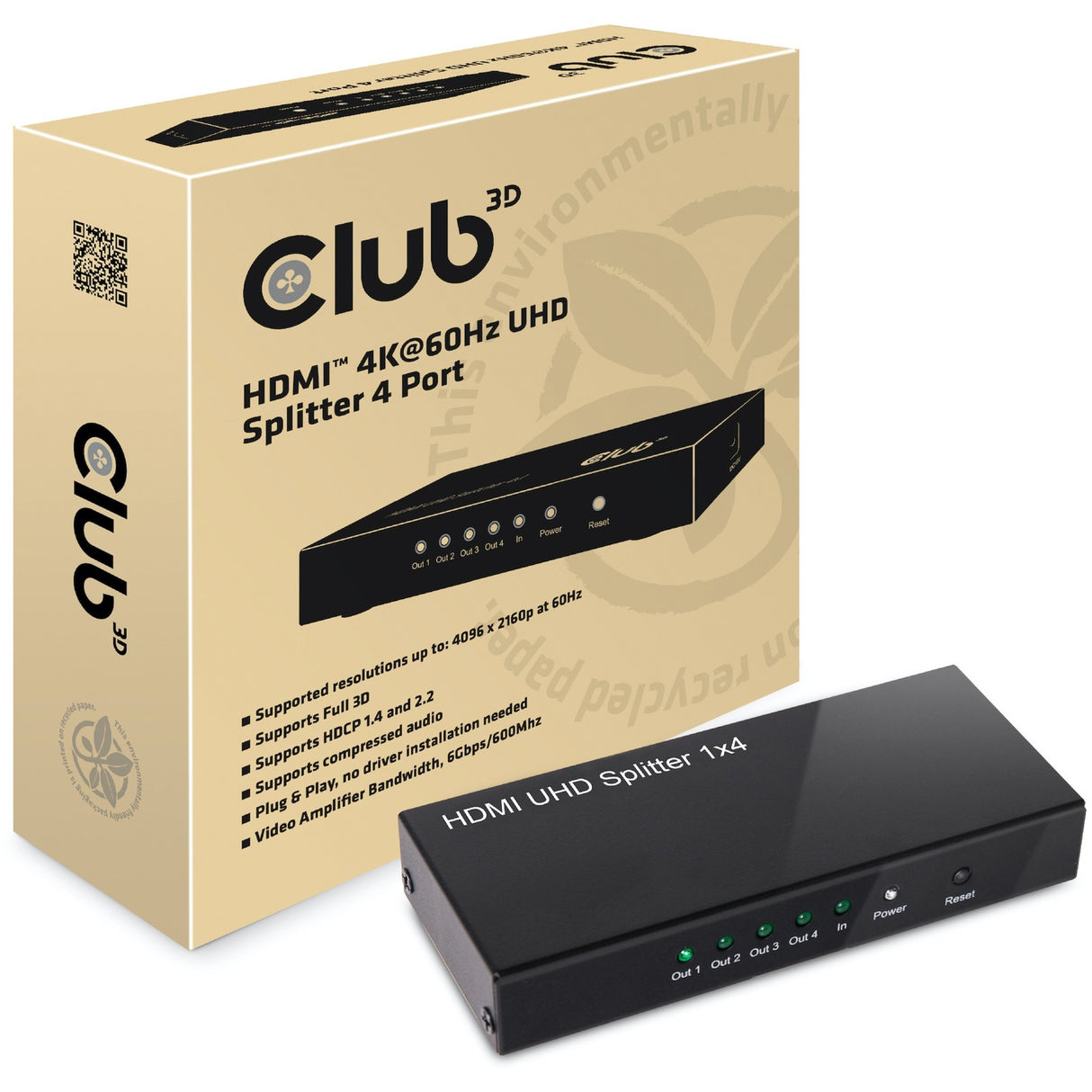 Club 3D HDMI 2.0 UHD Splitter 4 Puertos