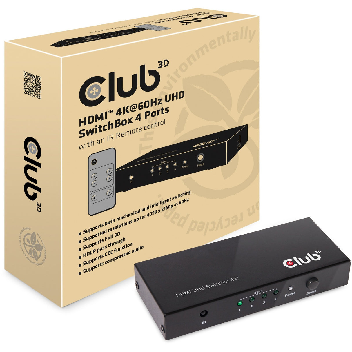 Club 3D HDMI 2.0 UHD Switchbox 4 Puertos