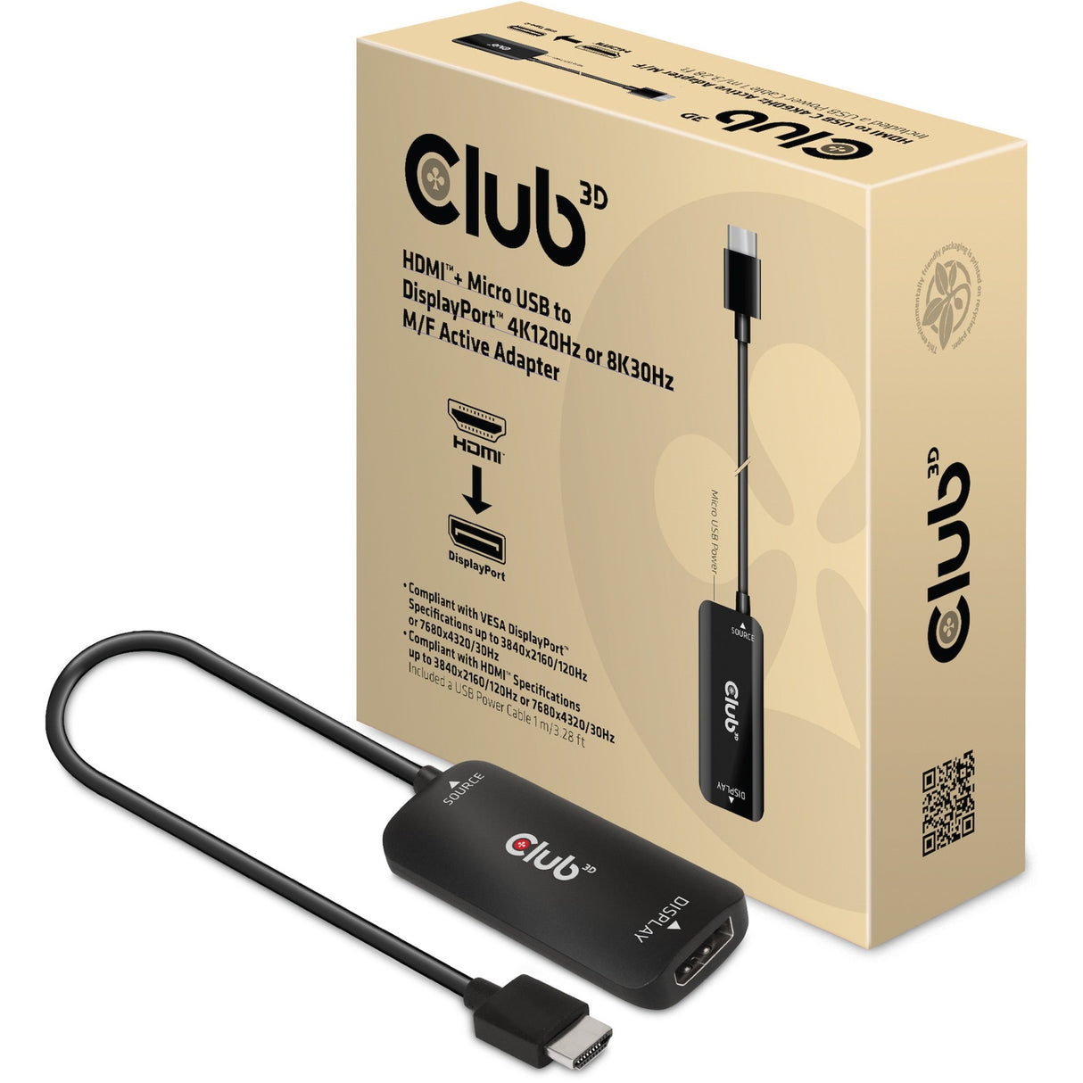 Club 3D HDMI + Micro USB za DisplayPort Active Adapter