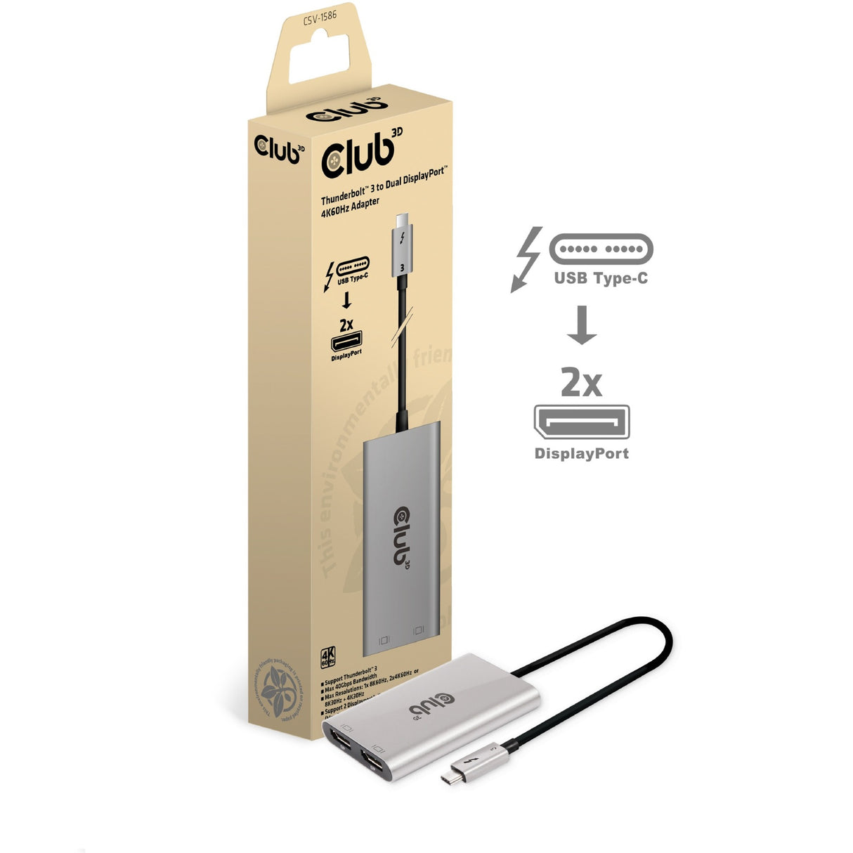 Club 3D Thunderbolt 3 a Dual Displayport