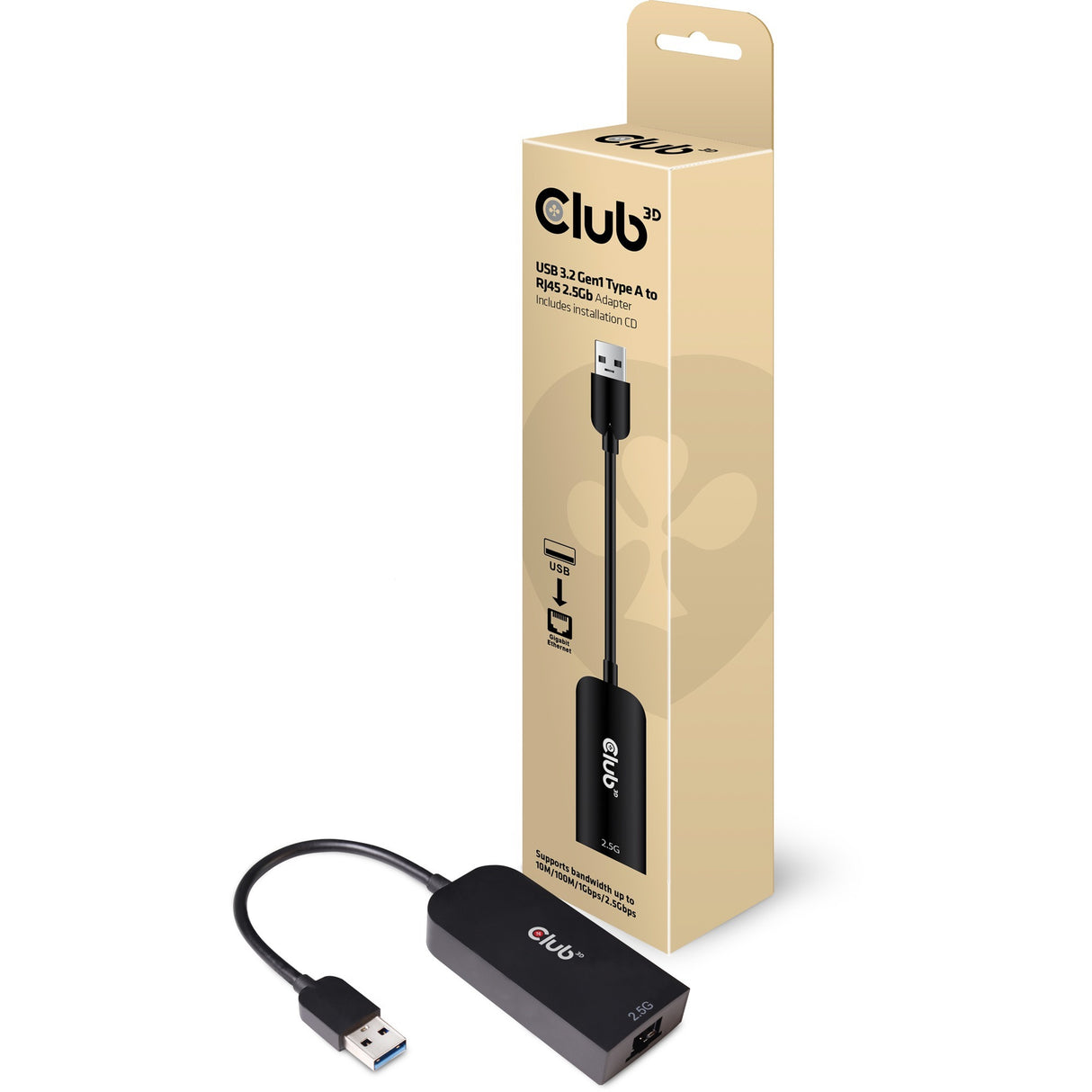 Club 3D USB-A 3.2 Gen1> RJ-45 2,5 Gbit / s