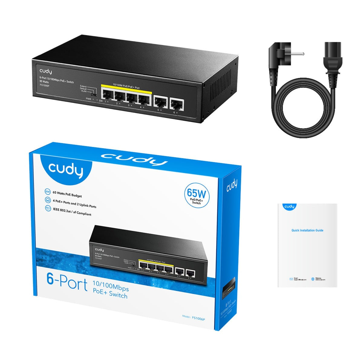 CUDY 6-Port 10 100m Poe+ Switch