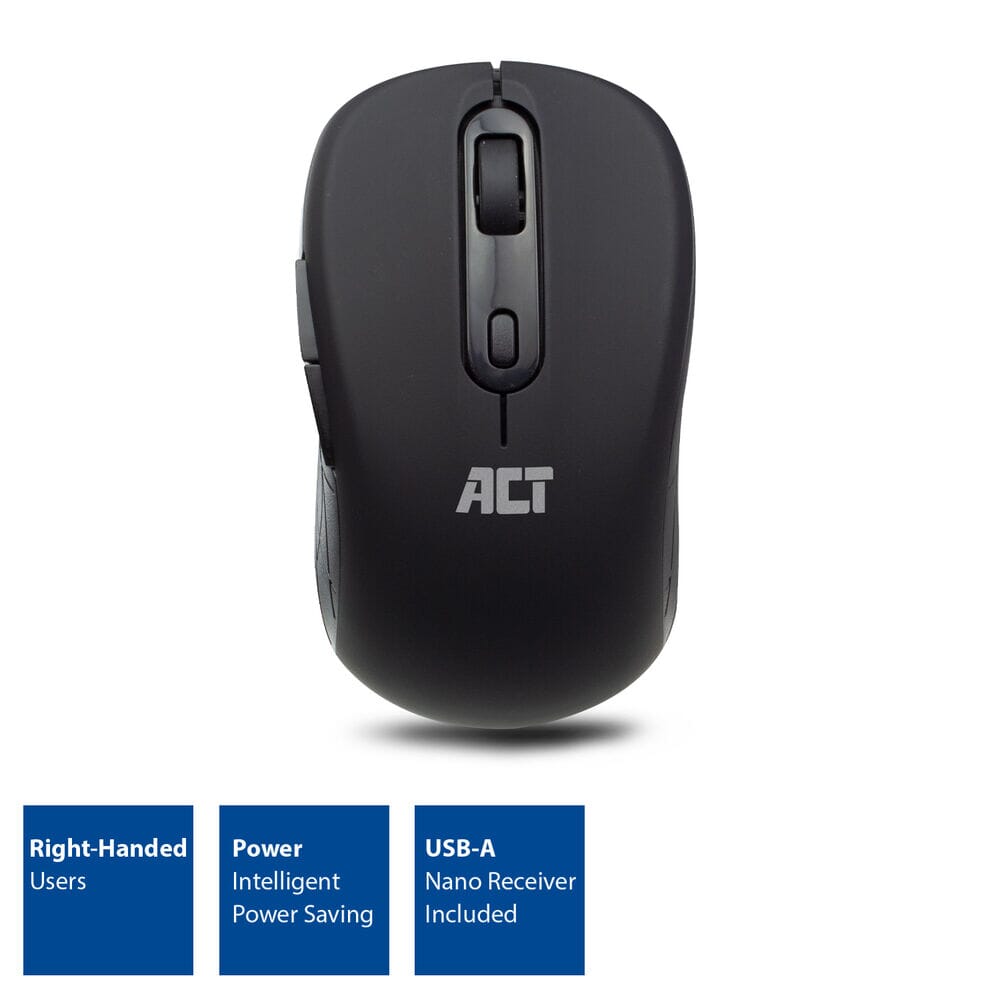 Act Wireless Mouse, USB Nano receiver, 1600 DPI, Black