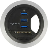 DeLOCK In-Desk Hub 3 Port USB 3.0 + 2 Slot SD Card Reader