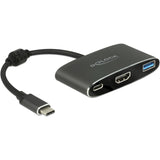 Delock USB-C hann> HDMI Kvinne + USB-A + USB-C PD