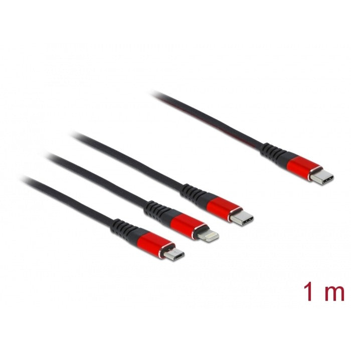 Delock USB polnilni kabel 3-in-1 USB-C do Lightning + Micro