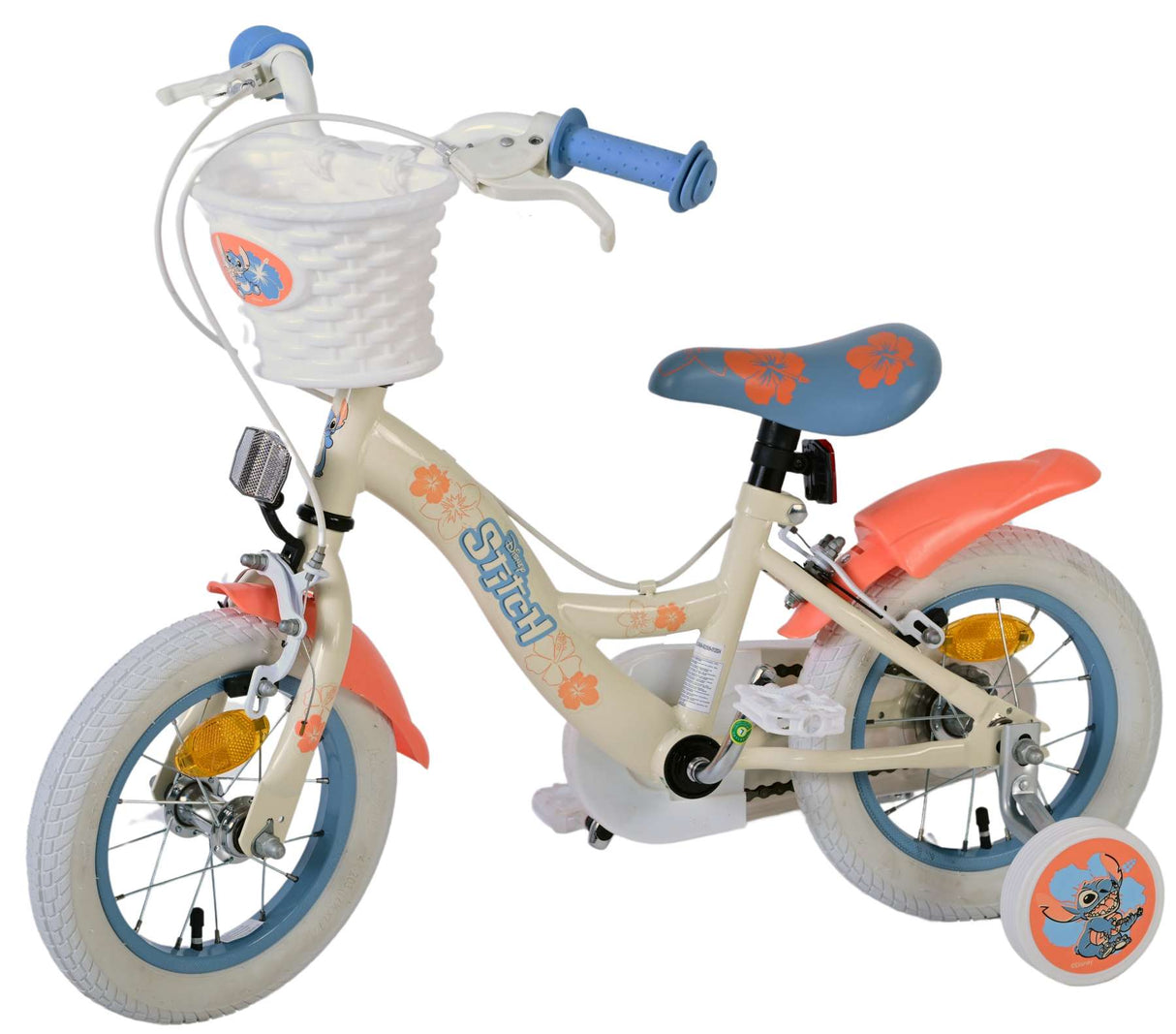 Cucitura in bicicletta per bambini Disney - Girls - 12 pollici - Freni a due mani - Cream Coral Blue