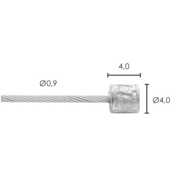 Elvedes Schakel Binnenkabel en acier inoxydable 0,9 mm Nippel 4x4