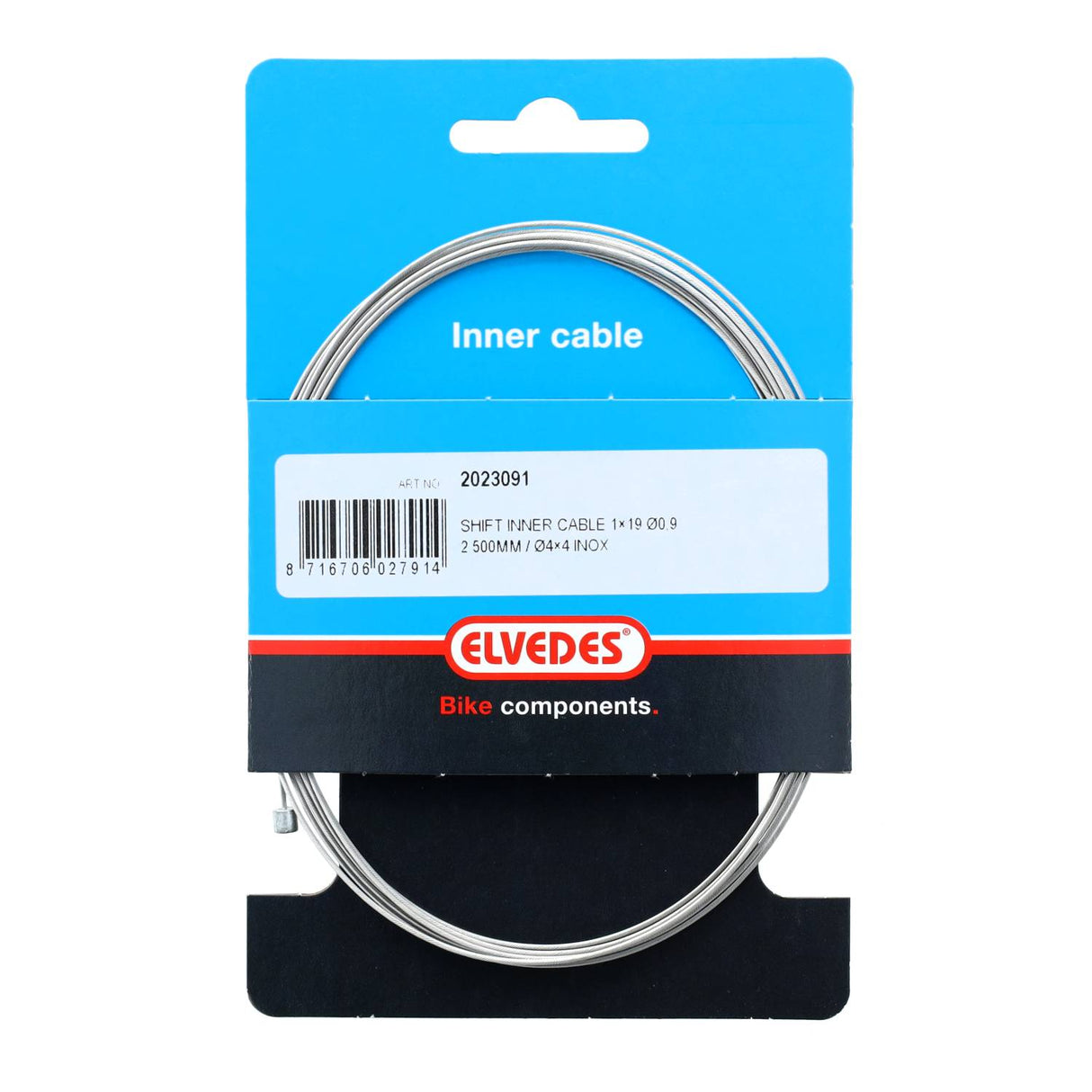 Elvedes Schakel Binnenkabel en acier inoxydable 0,9 mm Nippel 4x4