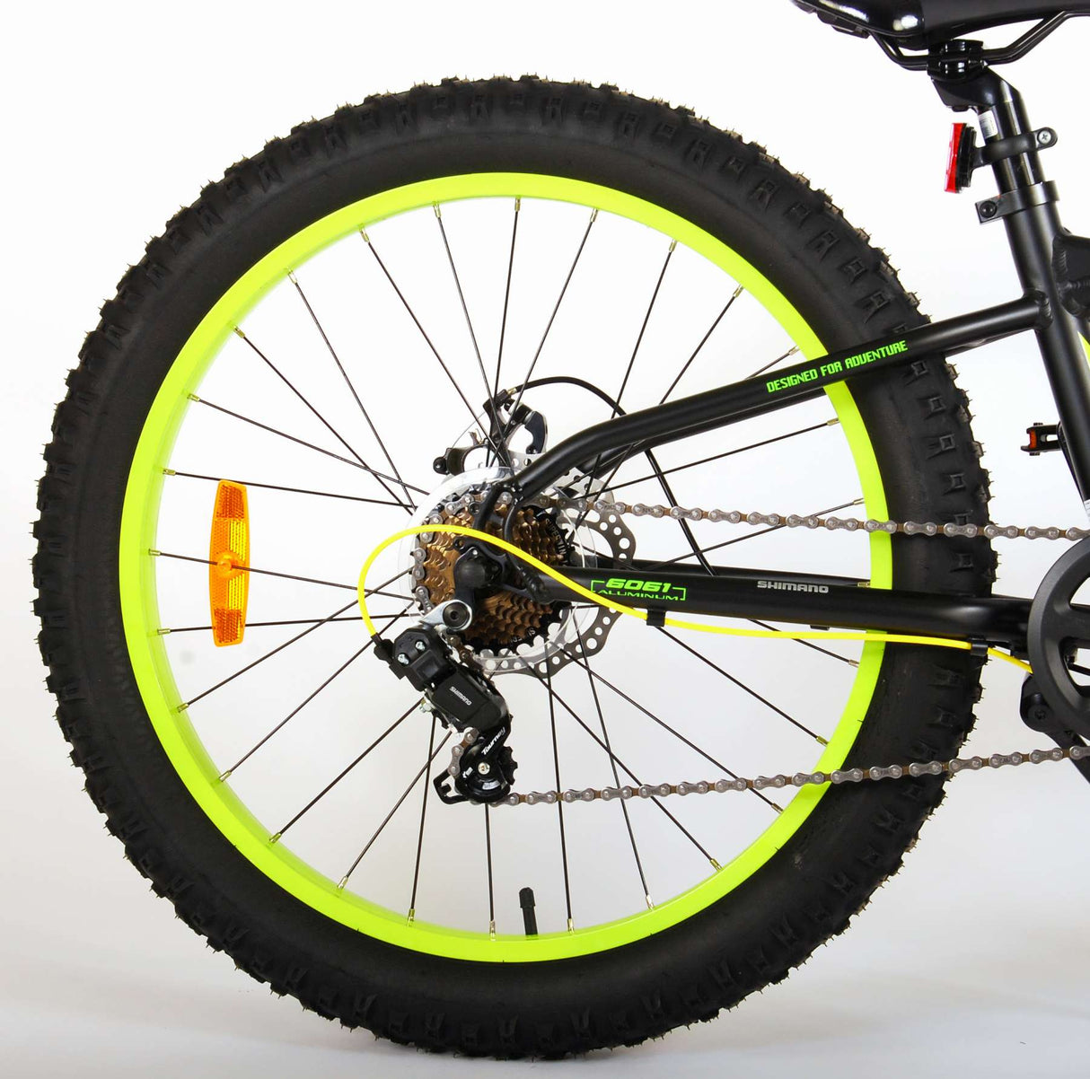 Volare Gradient Kinderfahrrad - Jungen - 24 Zoll - Schwarzes Grüngelb - 7 Geschwindigkeit - Prime Collection