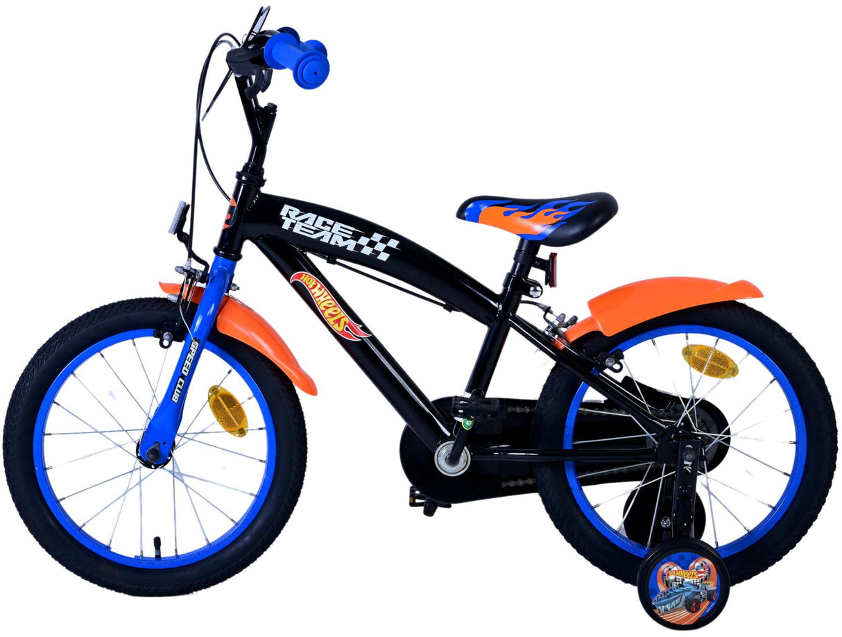 Hot Wheels Children's Bicycle - Drenge - 16 tommer - Black Orange Blue - To håndbremser