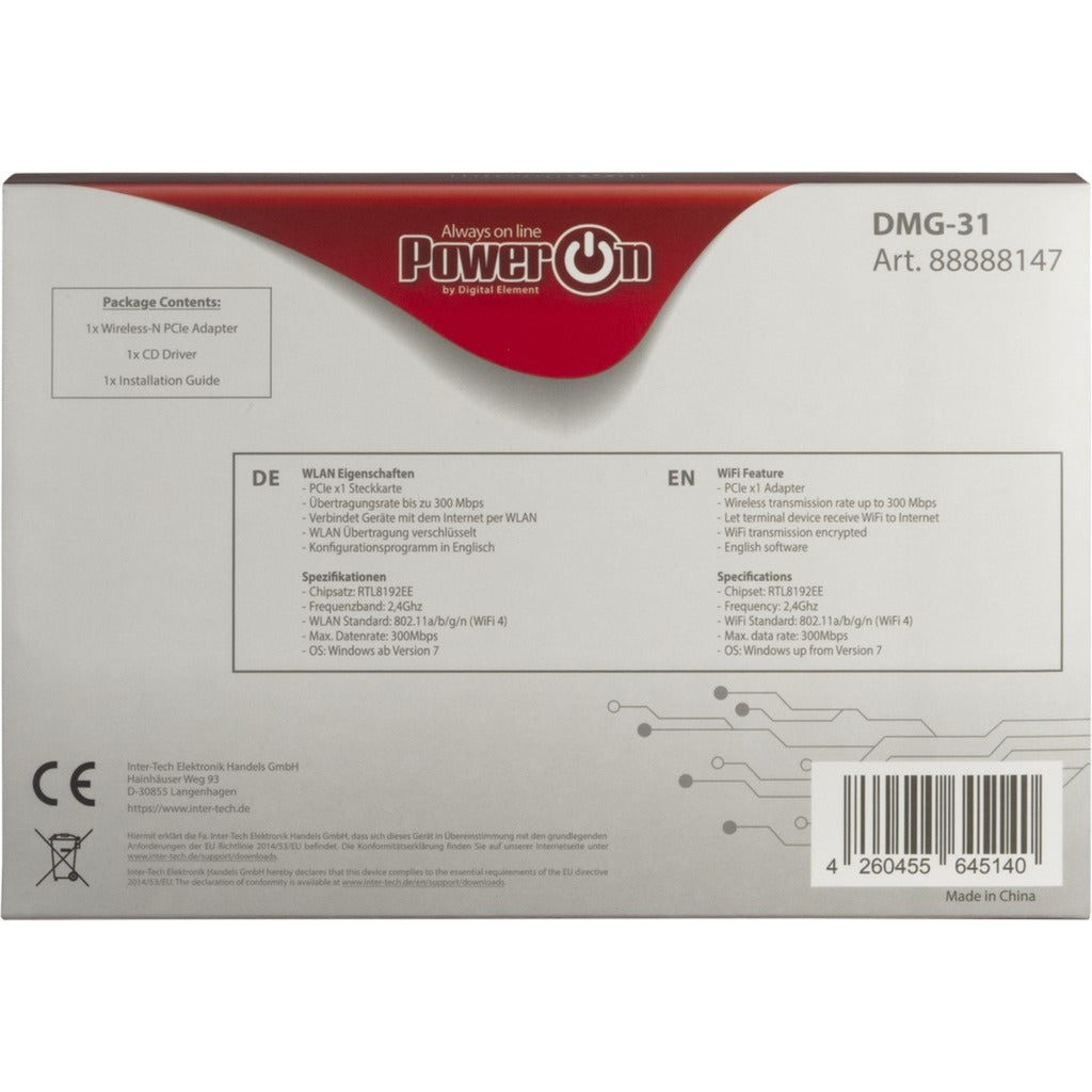 Inter-Tech DMG-31 Wireless-N Adapter PCIE