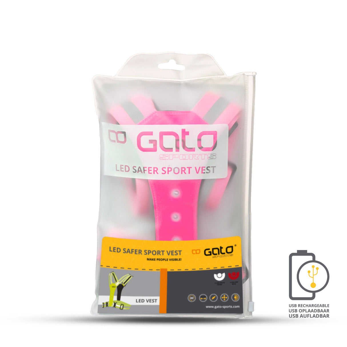 Gato Safer Sport LED Weste USB Pink One Size