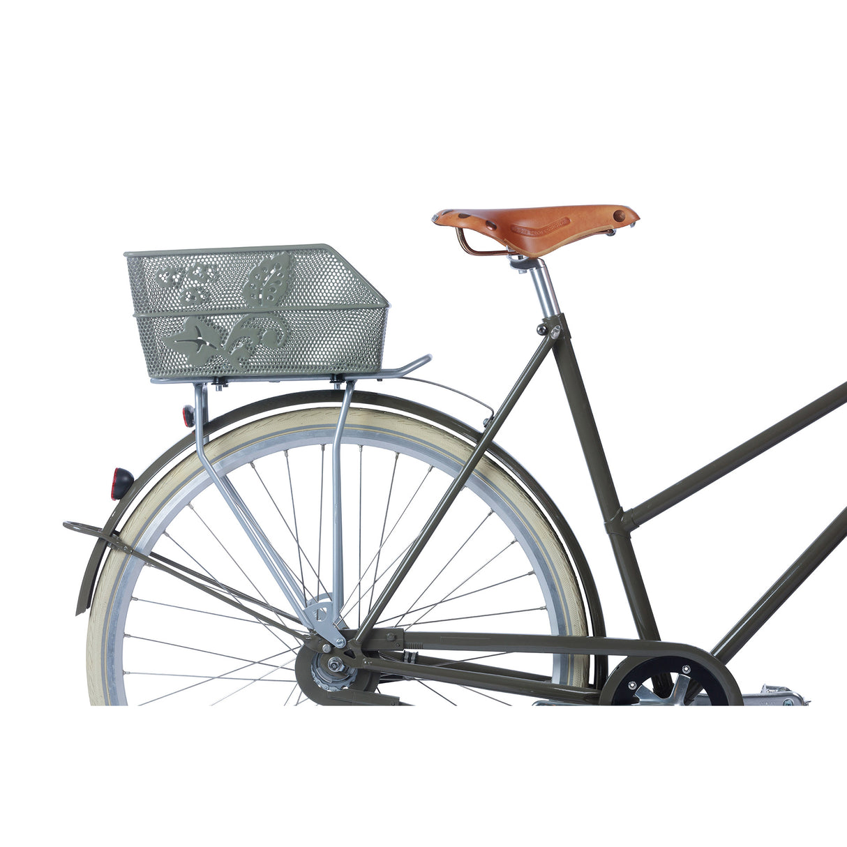 Basil Cento Flower S - Bicycle basket - On the back - Olive Green