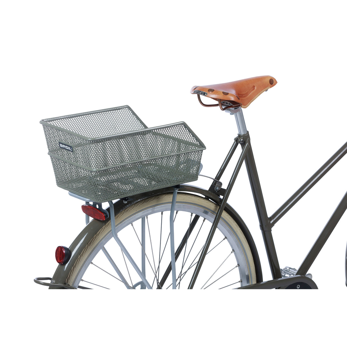 Basilikum Cento S - Fahrradkorb - auf der Rückseite - Olivengrün