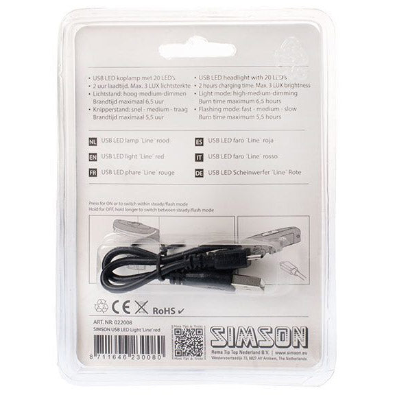 Simson USB LED LAMP Linea Red 20 LED 3 Lux