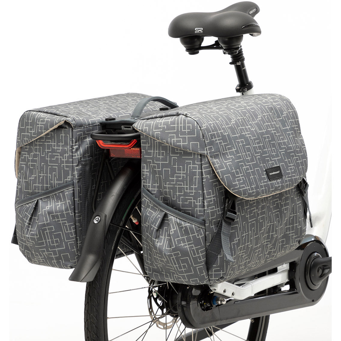 Mondi Joy Double Bicycle Bag - Water -Repellent Polyester - 38L - Mik Adapter - Ivy Walnut