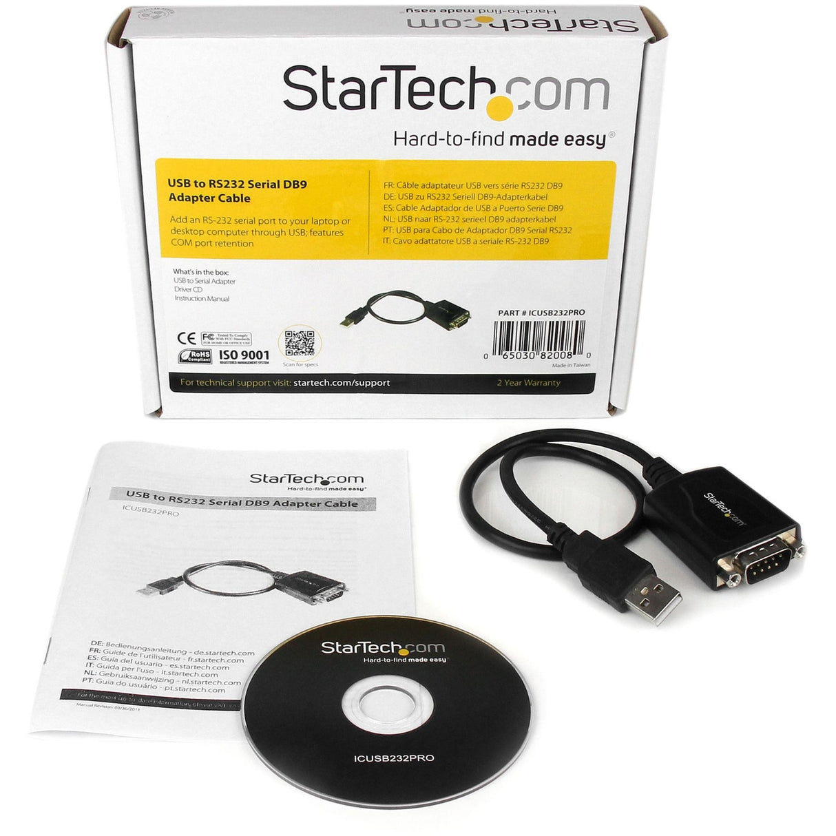 Startch USB til RS232 Serial DB9 Adapter-kabel med COM-BE