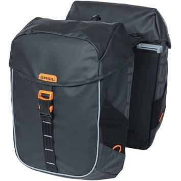 Basil Miles Tarpaulin Mik - Dobbelt cykelpose, sort, vandtæt, 34 liter