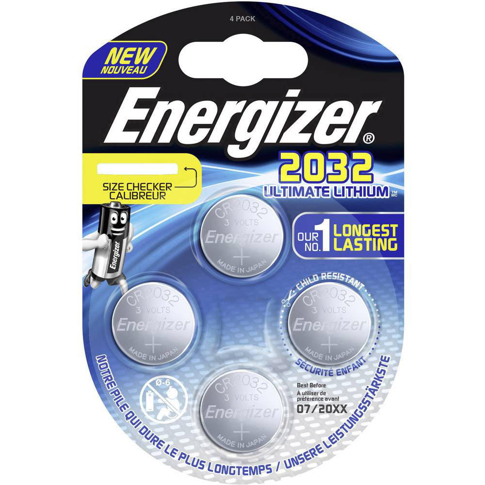 Ënnerleien ultimate Lithium 3v Knäppchen Zell Batterien (CR2032) 4 Stécker