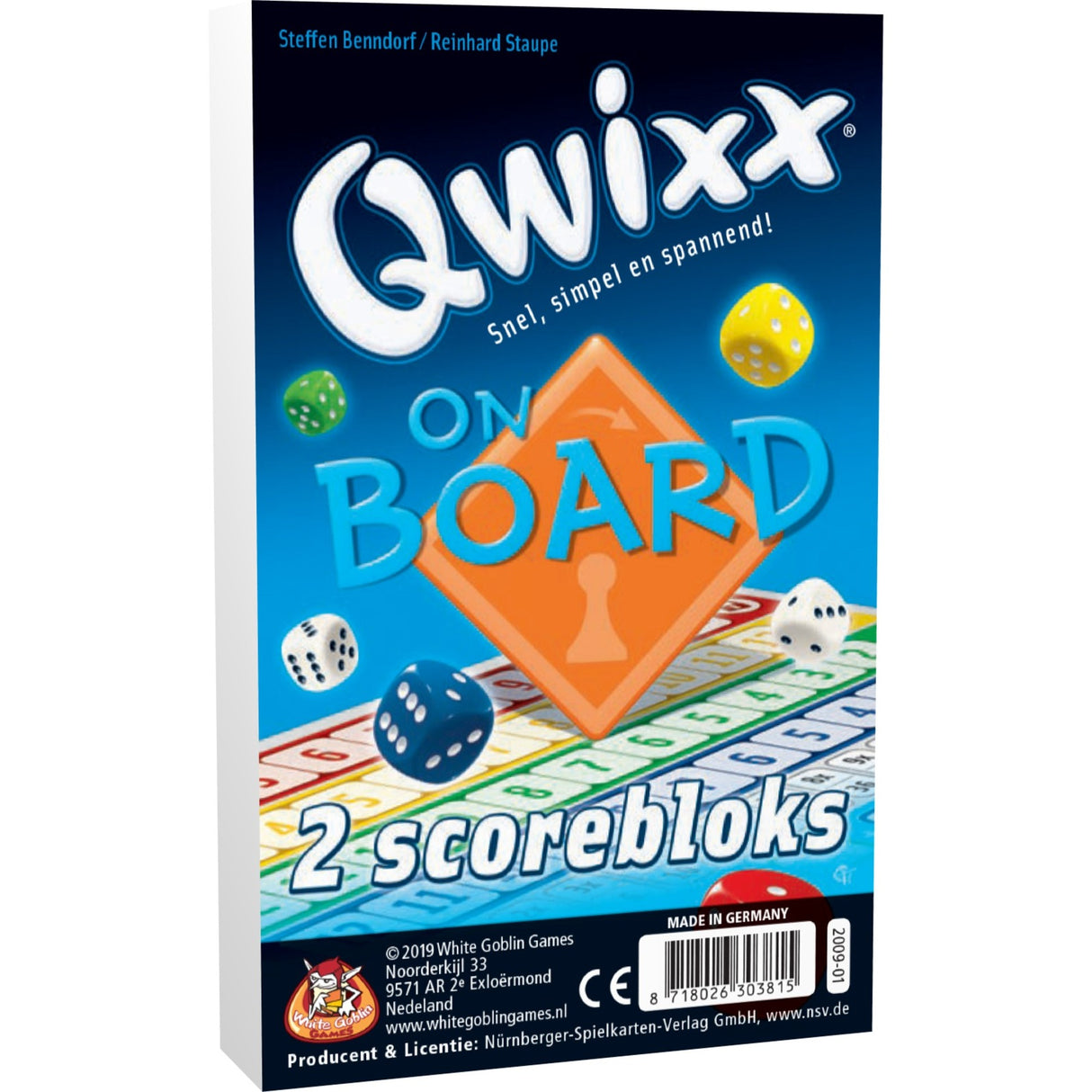 Wäiss GoBlin Games Qwixx op Board (Extra Score Blocks)