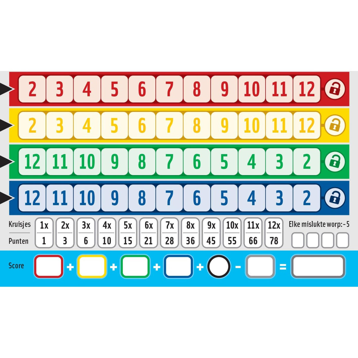 Wäiss GoBlin Games Qwixx op Board (Extra Score Blocks)