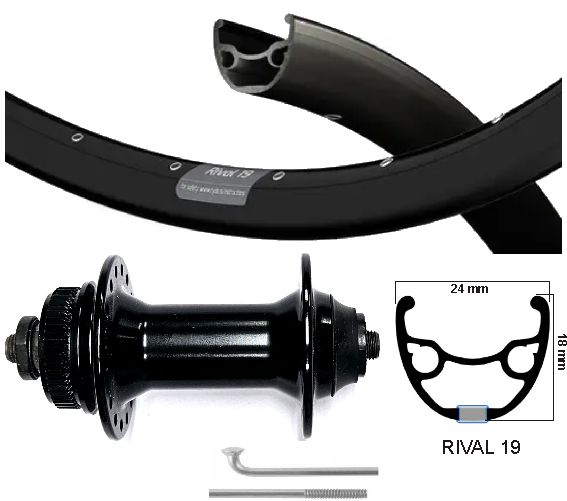 Ruota anteriore kgs 28 pollici (622) rivale 19 Centerlock in acciaio inossidabile sprovalato