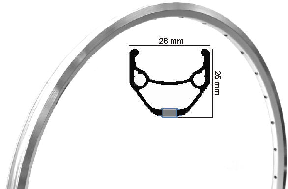 Ryde Velg Zac 421 28 Zoll (622) Silberbremsrand 36 Löcher Doppelbaut