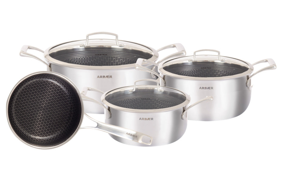 Arbaer 7-piece pan set Induction with honeycomb anti-stick coating