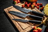 ARBAER KNIFE Sæt 3-delt japansk Damaskus Print Packa Træhåndtag