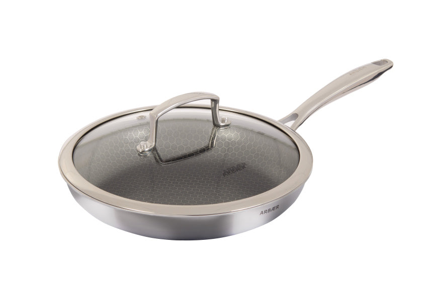 Arbaer frying pan induction Ø 28 cm with honeycomb anti-stick coating with lid