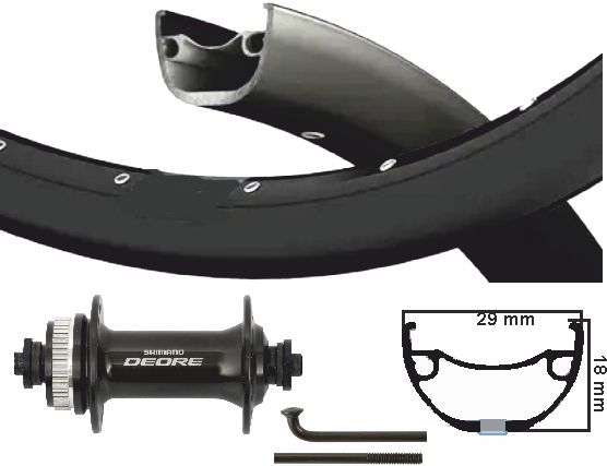 KGS Shimano Voorwiel 28 29 palcev (622) Črni QR OUTAGE CENTERLOCK 110 mm